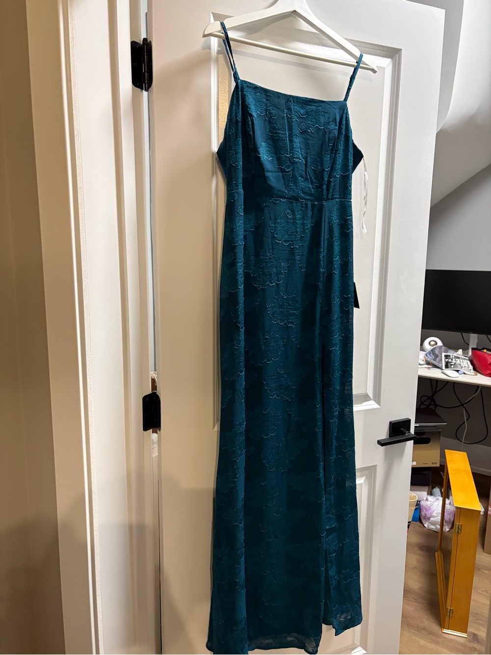 BNWT Lulu's Teal Lace Maxi Dress with Spaghetti Straps